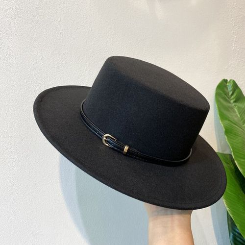 Chapeau En Feutre À Bord À Rabat Décoré Pour Femme,Fedora Chic Belt,Jazz Britannique Rétro,Casadvantages,Winter Autumn Wool Warm Boater Cap