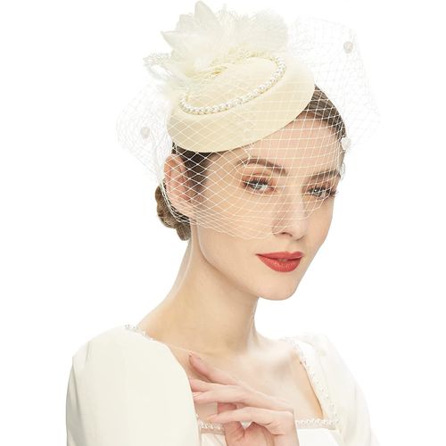 Fascinateurs De Perles Vintage Élégants Pour Femmes,Chapeaux De Pilulier,Clip De Voile En Maille De Plumes,Patients,Fête De Mariage Et Thé,Années 20 Et 50