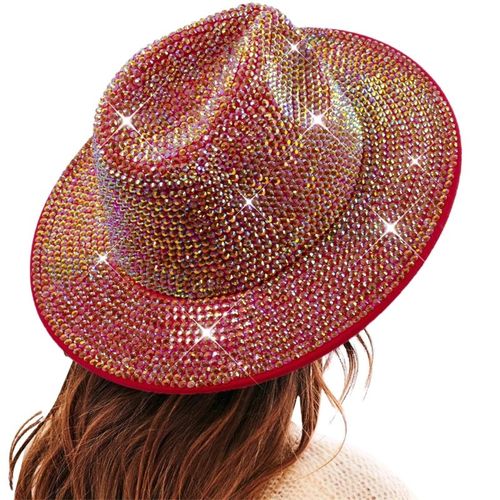 Chapeau De Cowboy Vintage Avec Biscuits Scintillants Pour Adultes,Chapeau De Fête Western Jazz Chang,Casquette De Cow-Girl À Large Bord Solide,Accessoires Photo Décontractés Pour Femmes