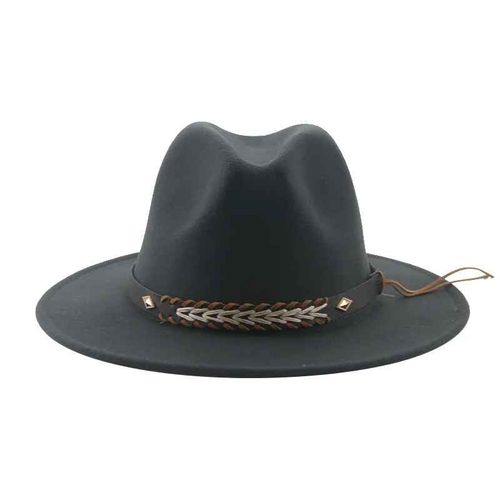 Chapeau De Cowboy Vintage Pour Femmes Et Hommes,Fedoras Monochromes,Anderfeutré,Western Cowboy,Hiver