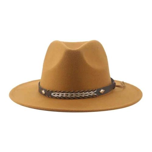 Chapeau De Cowboy Vintage Pour Femmes Et Hommes,Fedoras Monochromes,Anderfeutré,Western Cowboy,Hiver