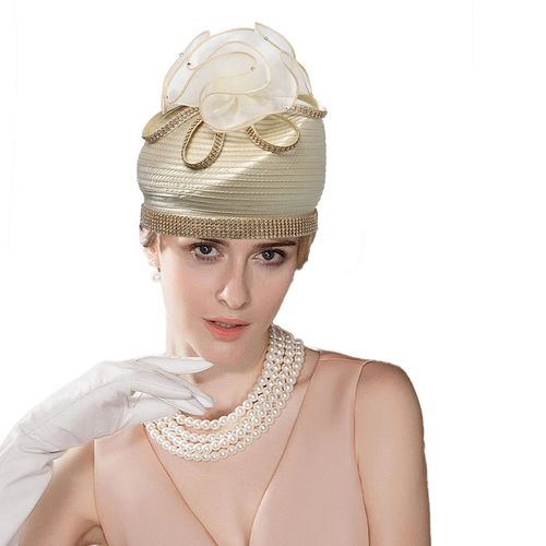 Chapeaux Beiges D'église De Mariage D'élasticité Pour Des Femmes,Fascinateur De Fleur,Coiffe Élégante De Derby De Tri,Banquet De Luxe,Cocktail,2024