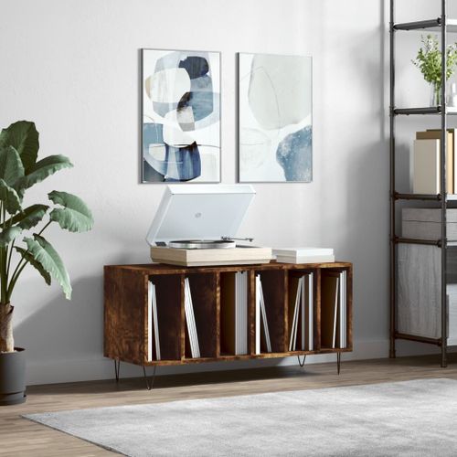 Vidaxl Armoire À Disques Chêne Fumé 100x38x48 Cm Bois D'ingénierie