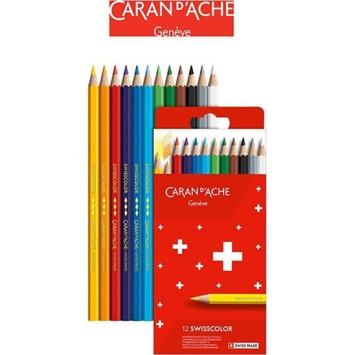 Crayons De Couleur - Caran D'ache - Swisscolor - 12 Couleurs - Dessin - Beaux-Arts
