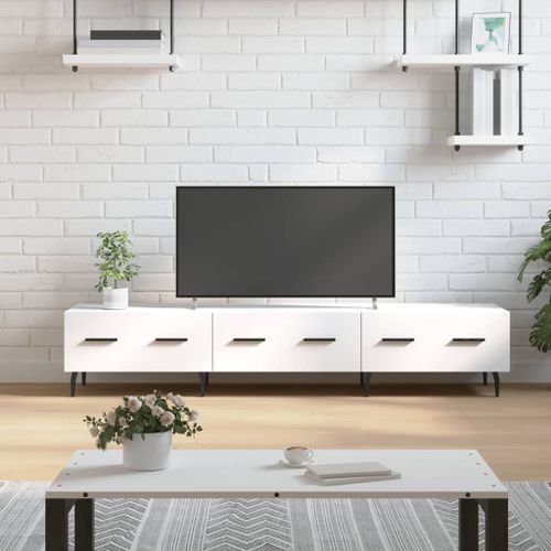Vidaxl Meuble Tv Blanc 150x36x30 Cm Bois D'ingénierie