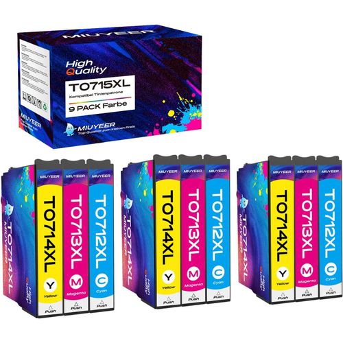 9PCS cartouches d'encre couleur T0715 XL T0715 de rechange pour Epson T0711 T0712 T0713 T0714 T0715 Multipack compatible avec Epson Stylus SX100 SX200 SX218 SX400 SX515W DX7400 DX845000(Q983)