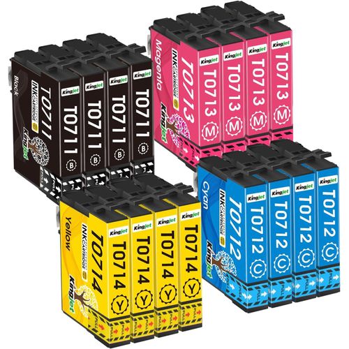 T0715 pour Epson T0715 T0711 T0712 T0713 T0714 Cartouches d'encre pour Epson Stylus SX218 SX215 SX210 SX400 SX415 SX115 SX105 S20 D78 D92 DX7450 DX8450 Office BX300F(16 Pack)(Q102)
