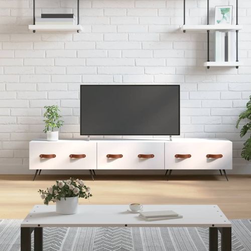 Vidaxl Meuble Tv Blanc 150x36x30 Cm Bois D'ingénierie