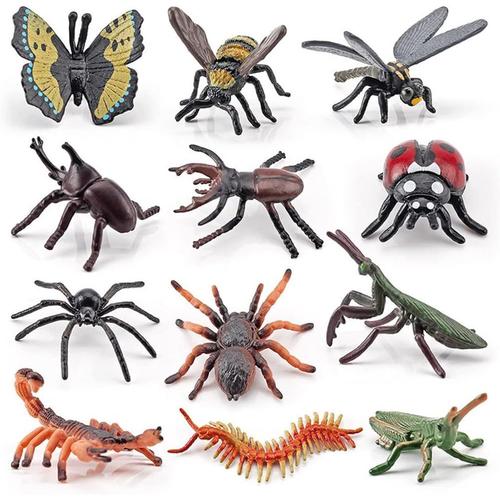 Fake Bugs Toy, 12pcs Mini Figurines D'insectes Réalistes Jouets Figurines D'insectes En Plastique - Coccinelle Abeille Papillon Araignée Scorpion - Cadeau De Fête Pour Les Tout-Petits.[V576]