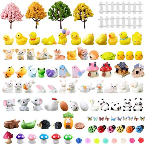 100 Pièces Mini Figurine Animaux De La Foret Décoration Jardin Miniature Coccinelle Animaux Plastique Mini Canards Champignons Pour Décore Les Micro Paysages(Partiellement Randomisé).[V134]