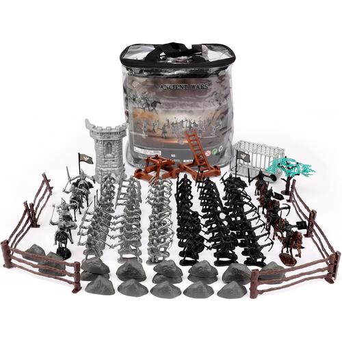 109 Pièces Medieval Anciens Soldats, Guerriers En Plastique Armée Militaire Jouets Avec Sac De Rangement Soldat Figurines Set Cadeau Pour Les Enfants De 3 Ans Et Plus.[V390]