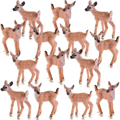 14 Pièces Figurines De Cerfs Miniatures Pour Artisanat Topper De Gâteau De Cerf Mini Figurine De Cerf Jouet De Cerf Pour Décorations De Fête D'anniversaire.[V246]