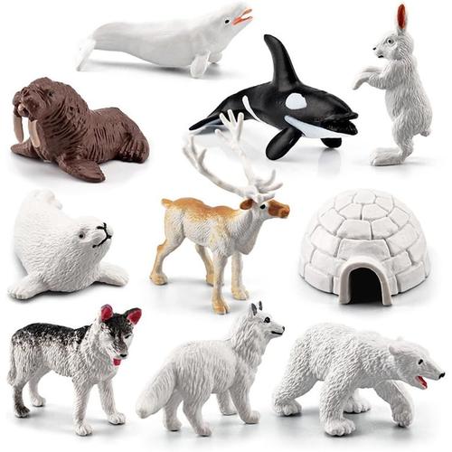 Animaux Polaires,10 Pièces Animaux Arctiques Figurines Figurines Animaux Marins Mini Figurines Animales Jouets Figurine Pingouin Ours Polaire Lapin Cerf Lion De Mer Décor De Gâteau Pour Enfa.[V494]