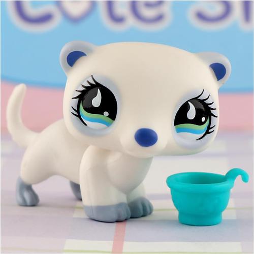 Rare Old Lps Pets Action Figure Collectable Pets Mini Pet Shop Small Little Pet Cocker Spaniel Dachshund Collie Great Dane Dog Shorthair Cat For Kids Gift (White Lps Ferret).[V552]