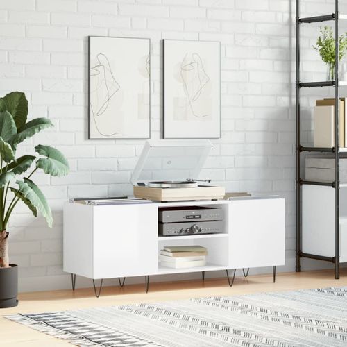 Vidaxl Armoire À Disques Blanc Brillant 121x38x48 Cm Bois D'ingénierie