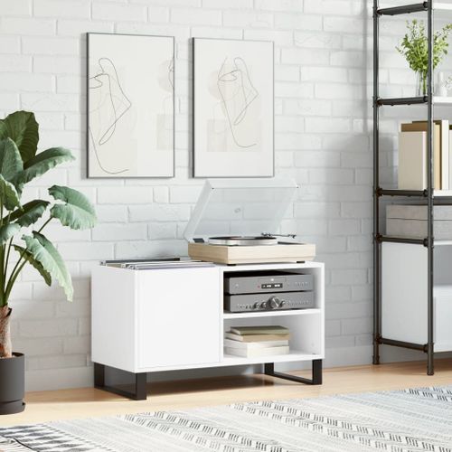 Vidaxl Armoire À Disques Blanc 85x38x48 Cm Bois D'ingénierie