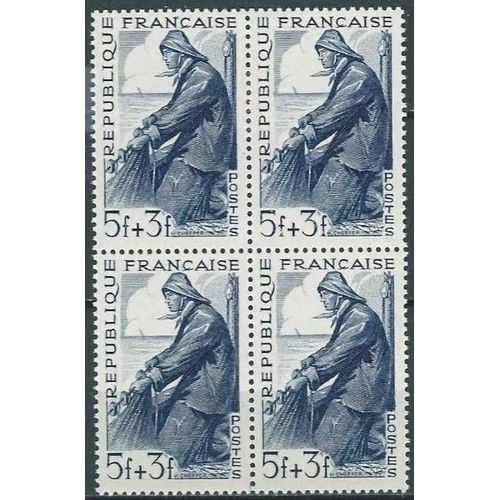 France 1949, Très Beau Bloc Neuf** Luxe 4 Timbres Yvert 824, Série Métiers : Marin Pêcheur.