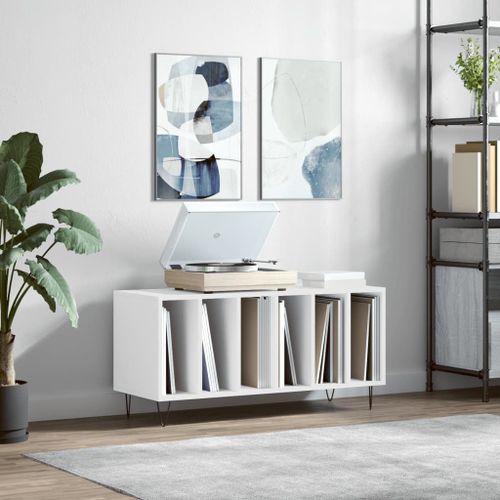Vidaxl Armoire À Disques Blanc 100x38x48 Cm Bois D'ingénierie