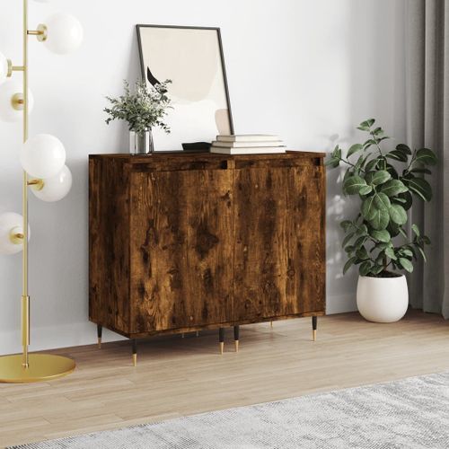 Vidaxl Buffets 2 Pcs Chêne Fumé 40x35x70 Cm Bois D'ingénierie