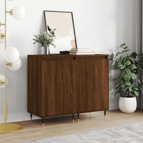 Vidaxl Buffets 2 Pcs Chêne Marron 40x35x70 Cm Bois D'ingénierie