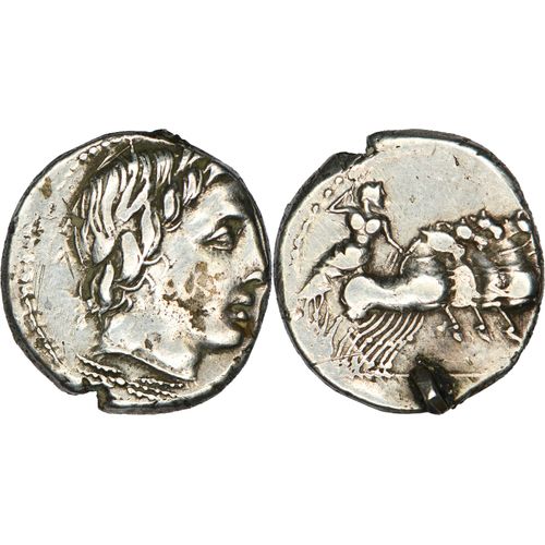 Rome - Republique - Denier Anonyme - 86 Ac - Apollon / Quadrige - 3.70 G. - Rrc.350/2a - Soudure - 24-153