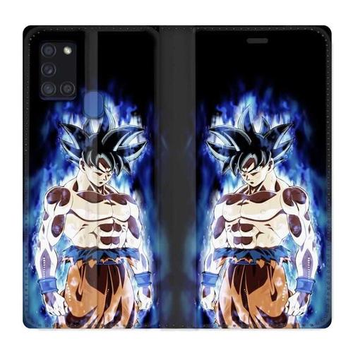 Housse Cuir Portefeuille Pour Samsung Galaxy A21s Manga Dragon Ball Sangoku Noir