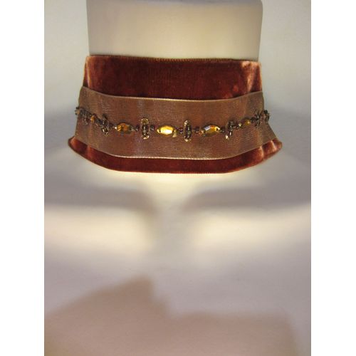 Collier Ras Du Cou En Velours Marron