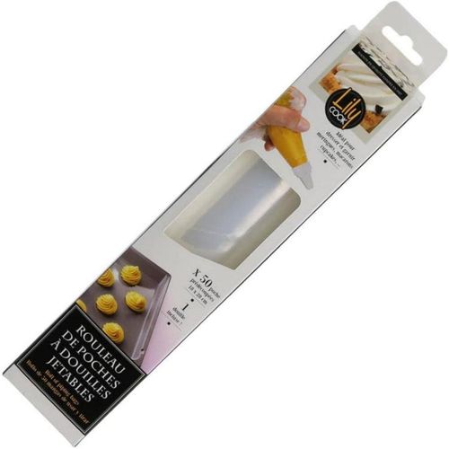 Poche Jetable + Douille Plastique Blanc 18 X 28 Cm 50 Pièces