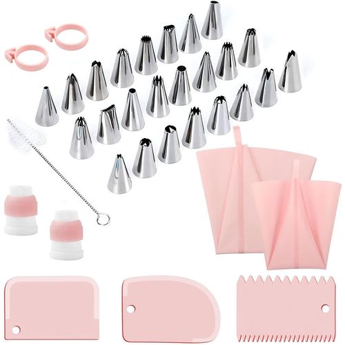 Poche A Douille Patisserie, 34pcs Poche À Douille Professionnelle En Silicone Ustensiles À Patisserie Accessoire Avec Spatule Patisserie, Pour Gâteaux Puff Cookie Cupcake