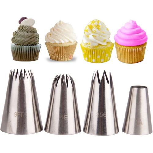 4pcs Douille En Acier Inoxydable Diy Kits Pour Poche Patissière Décoration Gâteau, Muffin, Cupcake#1