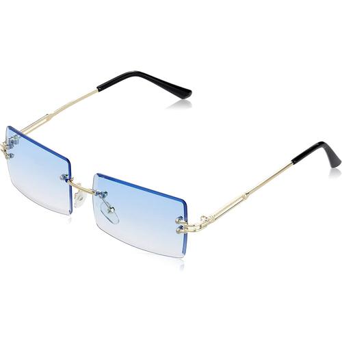 Lunettes De Soleil Sans Monture Vintage Pour Femmes Hommes Lunettes Rectangulaires Rétro À La Mode.[G799]