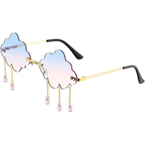 Lunettes De Soleil En Forme De Nuage - Sans Monture - Style Hippie - Drôles - Style Rétro - Disco Irrégulières - Avec Pompon - Pour Carnaval, Fête D'anniversaire, Plage.[G368]