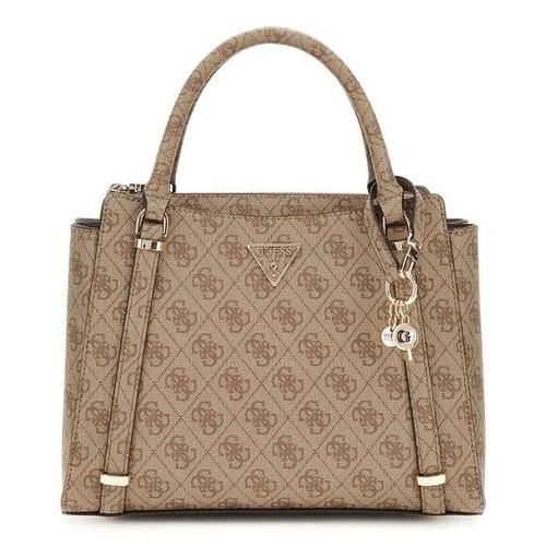 GUESS Sac à main brun clair marron pour femme - Eco Erica 2 Compartment Satchel Latte Logo 280307