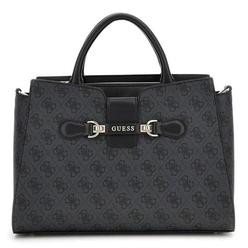 GUESS Sac à main gris foncé noir pour femme - Nolana Girlfriend Satchel Coal Logo 280458