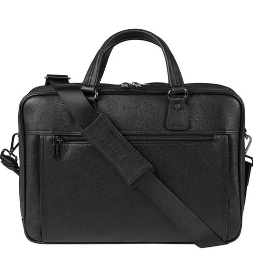 BEMON Porte ordinateur 15.6 pouces 2 compartiments, porte documents en cuir grainé pour homme Enzo, 30 x 41 x 12 cm