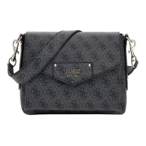 GUESS Sac à épaule bandoulière bleu foncé noir pour femme - Eco Brenton Flap Shoulder Bag Coal Logo 291706