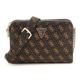 GUESS Sac à épaule bandoulière brun foncé brun clair pour femme - Eco Erica Status Crossbody Brown Logo 280313