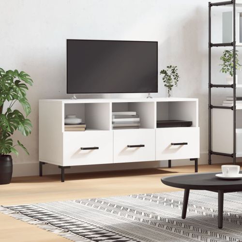 Vidaxl Meuble Tv Blanc 102x36x50 Cm Bois D'ingénierie