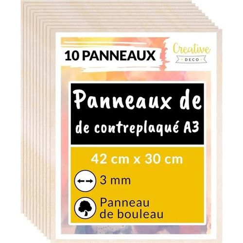 Creative Deco 10 X A3 Contreplaqué En Bois Brut | 3 X 420 X 300 Mm (+-- 0,5mm) | Panneau De Baltique Bouleau Artisanal