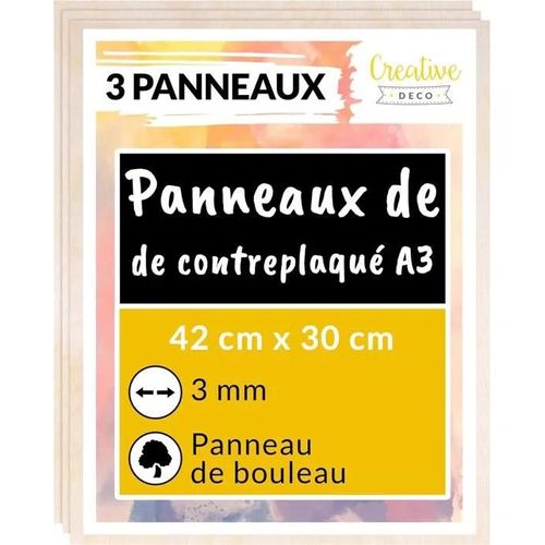 Panneau De Contreplaqué En Bois - Creative Deco - A3 - 3 X 420 X 300 Mm - Antidérapant - Artisanal