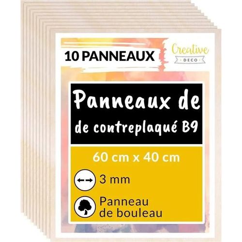 Creative Deco 10 X Contreplaqué En Bois Brut | 3 X 600 X 400 Mm (+-- 0,5 Mm) | Panneau De Baltique Bouleau Artisanal