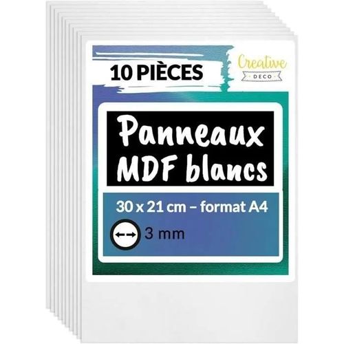 Panneaux Mdf Blancs - Creative Deco - Format A4 - Découpe Laser, Gravure, Pyrogravure