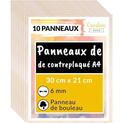 Creative Deco 10 X A4 Contreplaqué En Bois Brut | 6 X 300 X 210 Mm (+-- 0,5 Mm) | Panneau De Baltique Bouleau Artisanal