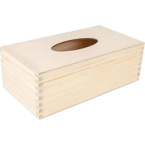 Boîte à Mouchoirs - Creative Deco - Rectangulaire - Bois Naturel - 25,5 x 13,5 x 9 cm - Bureau/Salle de Bain