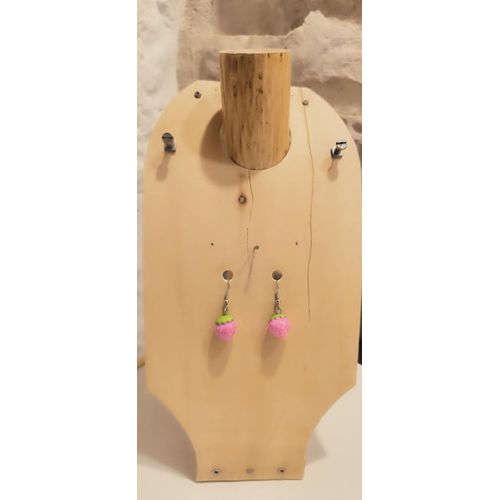 Boucles D'oreilles Fantaisie N34 Fraises Roses