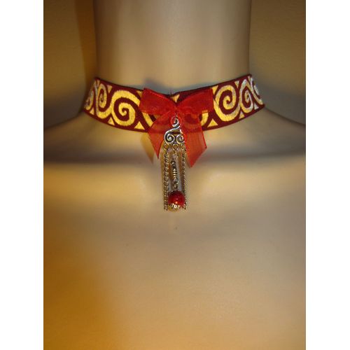 Collier Ras Du Cou Rouge Et Or
