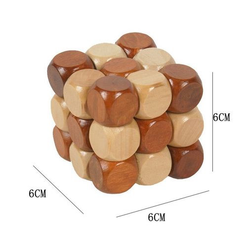 Puzzle De Cube De Torsion Montessori Pour Enfants,Jouets D'intelligence,Casse-Tête En Bois,Qi,Soutien-Gorge À Dîner 3d,Cabeça - Type 6 X 6 Cm