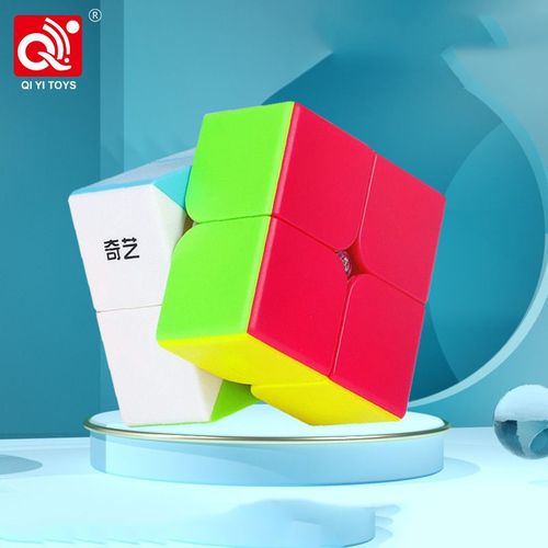 Qiyi-Cube Magique En Forme De Dakota Ide En Cuir Chevelu D'érable,Autocollant Noir,Sq1 Twisted Alien,2x2,3x3,5 Tours Inclinés, - Type 2x2 Colorful