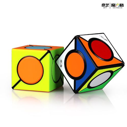 Qiyi-Cube Magique En Forme De Dakota Ide En Cuir Chevelu D'érable,Autocollant Noir,Sq1 Twisted Alien,2x2,3x3,5 Tours Inclinés, - Type Fangyuan Colorful