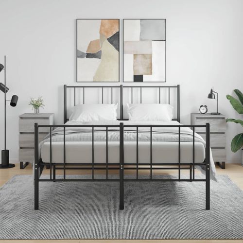 Vidaxl Tables De Chevet 2 Pcs Sonoma Gris 40x35x69 Cm Bois Ingénierie